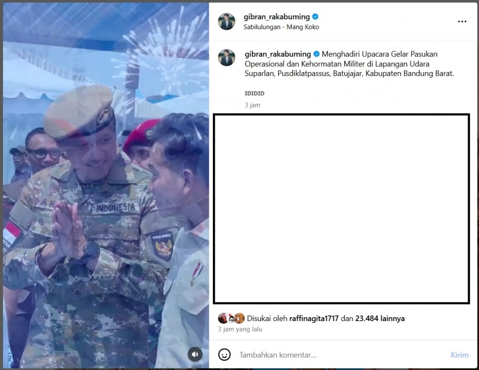 Gibran beri ucapan selamat ultah ke AHY melalui media sosial. (Instagram)
