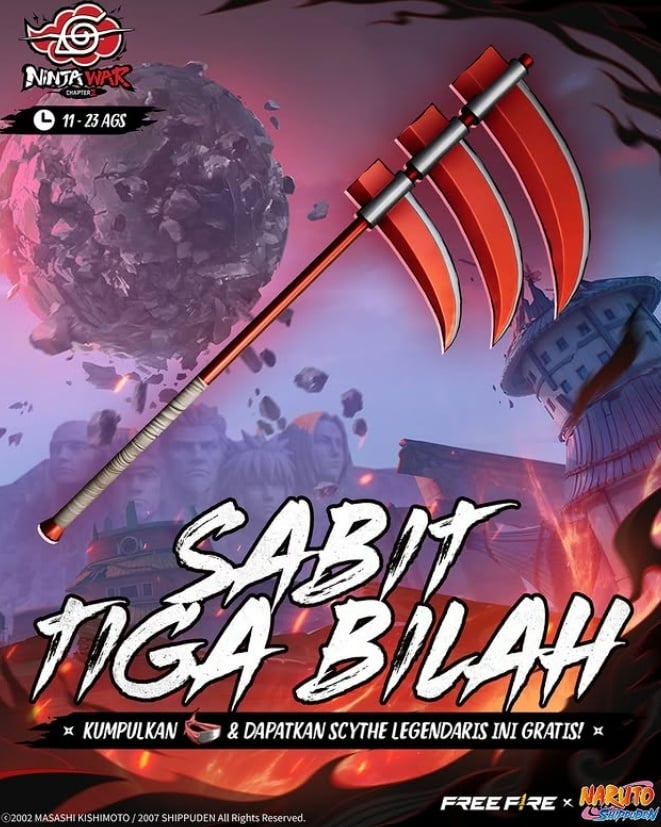 Ilustrasi sabit tiga bilah FF. (Instagram @freefirebgid)