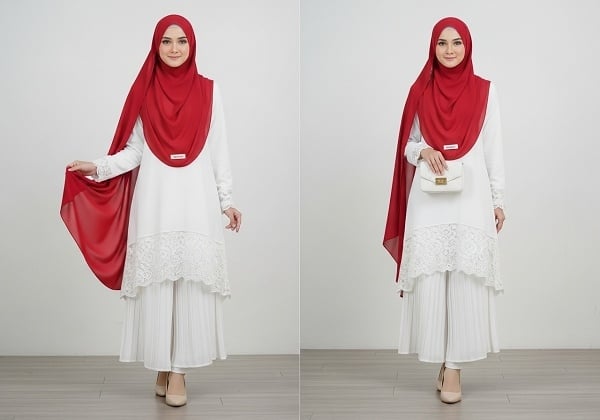 OOTD merah putih. (Dibuat oleh Google AI Studio)