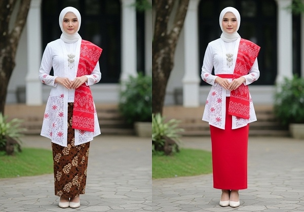 OOTD merah putih. (Dibuat oleh Google AI Studio)