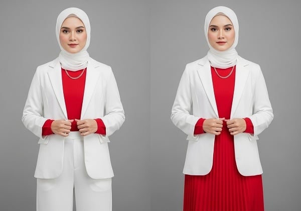 OOTD merah putih. (Dibuat oleh Google AI Studio)