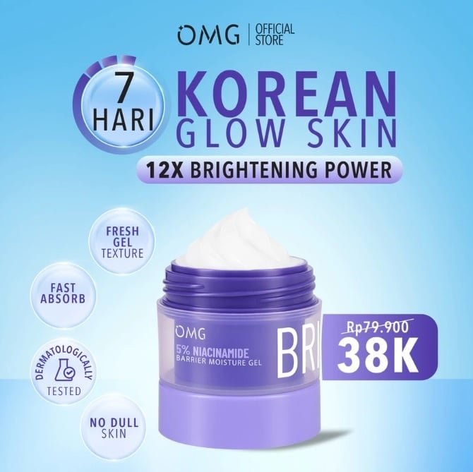 OMG OH MY GLOW 5% Niacinamide Bright Barrier Moisturizer Gel (Shopee)