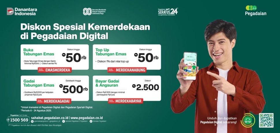 Flyer promo diskon spesial kemerdekaan di Pegadaian Digital. (Dok: Pegadaian)