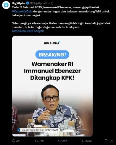 jejak digital Immanuel Ebenezer (X/@BigAlphaID)