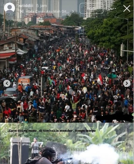 Unggahan diduga anggota polisi yang menyindir massa pendemo 25 Agustus di DPR. (tangkapan layar/ist)