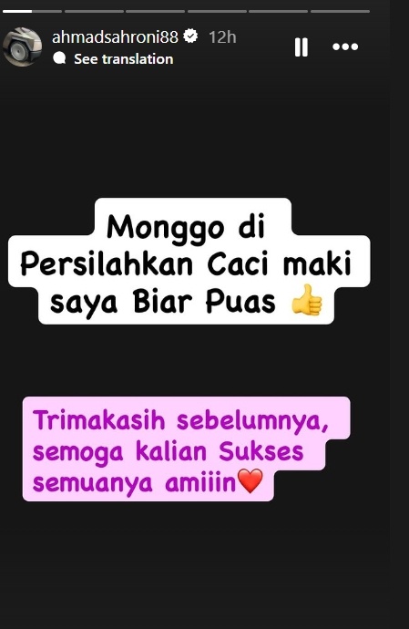 story instagram Ahmad Sahroni setelah dirujak habis-habisan netizen