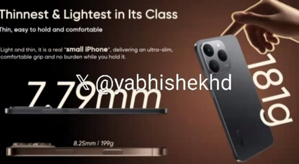 Realme 15T disebut sebagai Small iPhone. (X @yabhishekhd)
