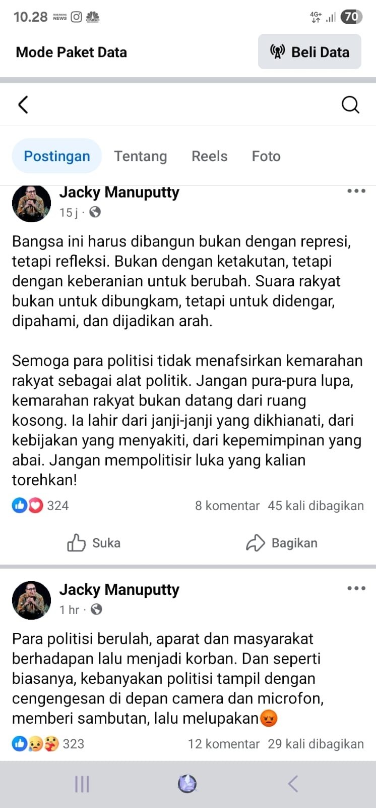 Ketua Umum PGI Pdt Jacklevyn Manuputty menanggapi demonstrasi berjilid-jilid di Gedung DPR RI yang awalnya meletus pada Senin (25/8/2025) lalu. (Tangkapan layar/Facebook)