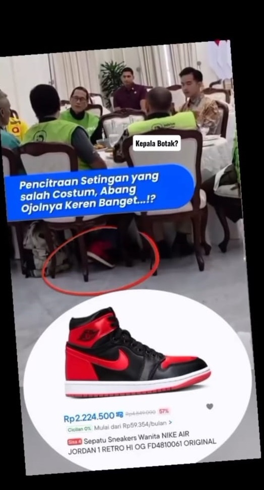 Sepatu Air Jordan Retro yang dipakai salah satu ojol.