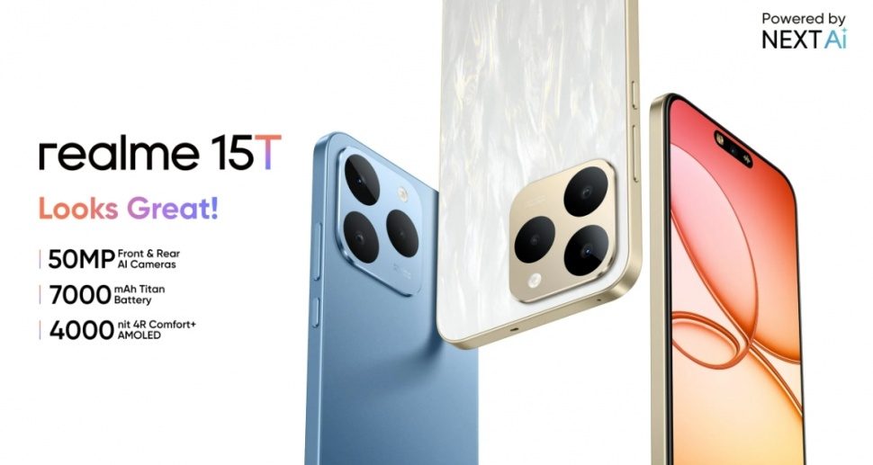 Realme 15T 5G, HP midrange murah baru. (Realme India)