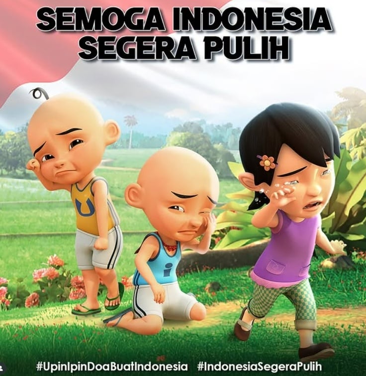Animasi Upin Ipin mendoakan Indonesia agar lekas pulih. (Instagram @upinipinofficial)