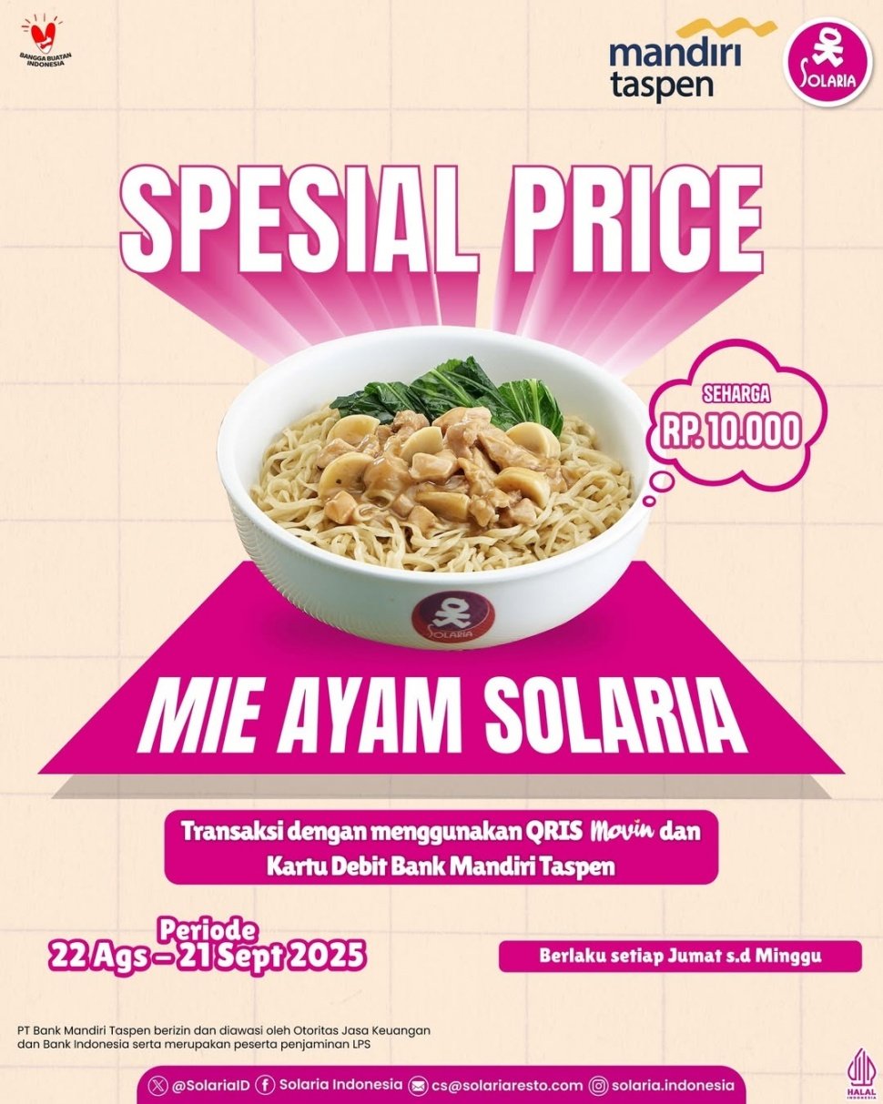 Solaria: Mie Ayam Rp 10 Ribuan. [Instagram]