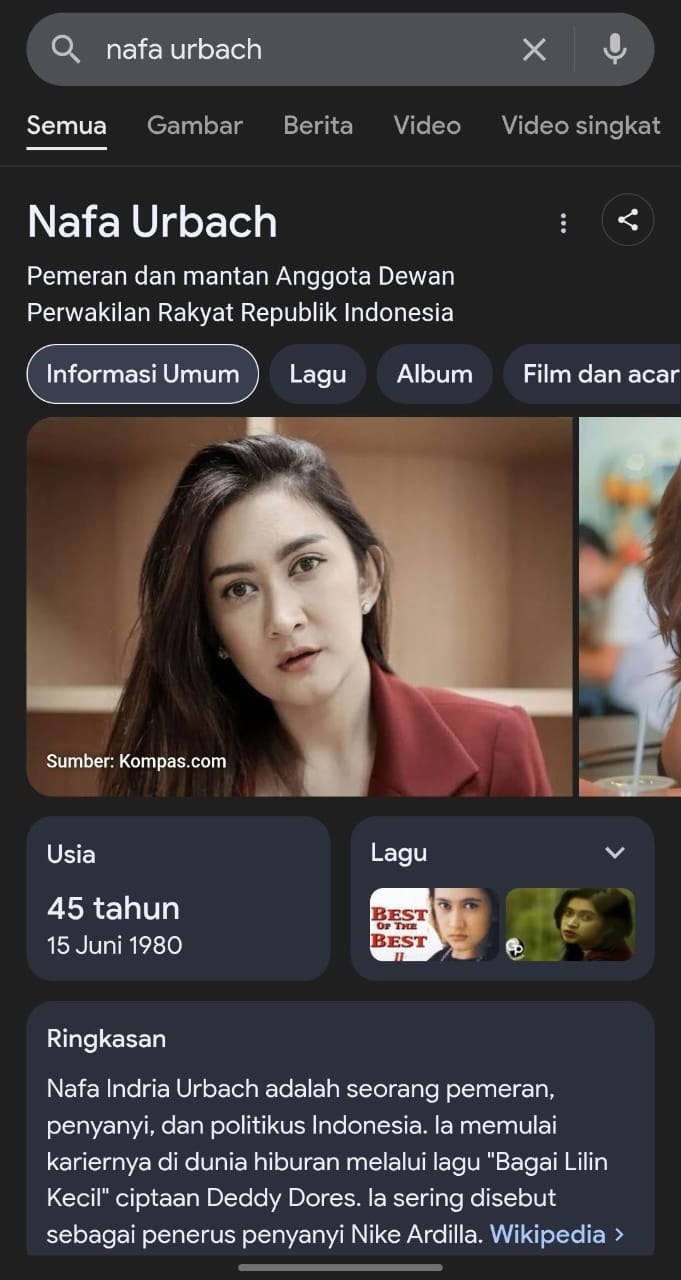 Nafa Urbach tertulis mantan anggota DPR.