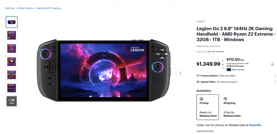 Lenovo Legion Go 2 muncul di toko online. (Best Buy)
