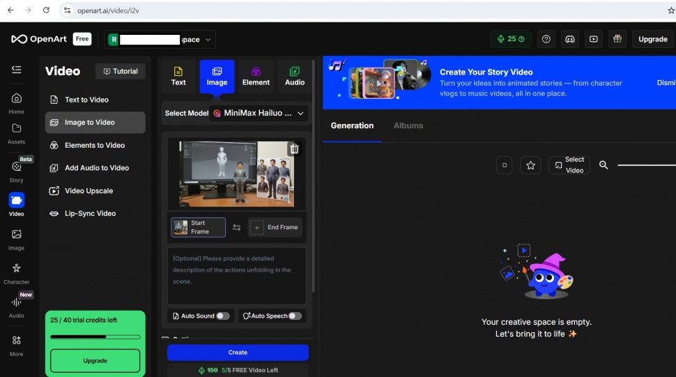 Edit gambar menjadi video melalui Open Art AI Tren Bandai. (Suara.com/ Rezza Rachmanta, OpenArtAI)