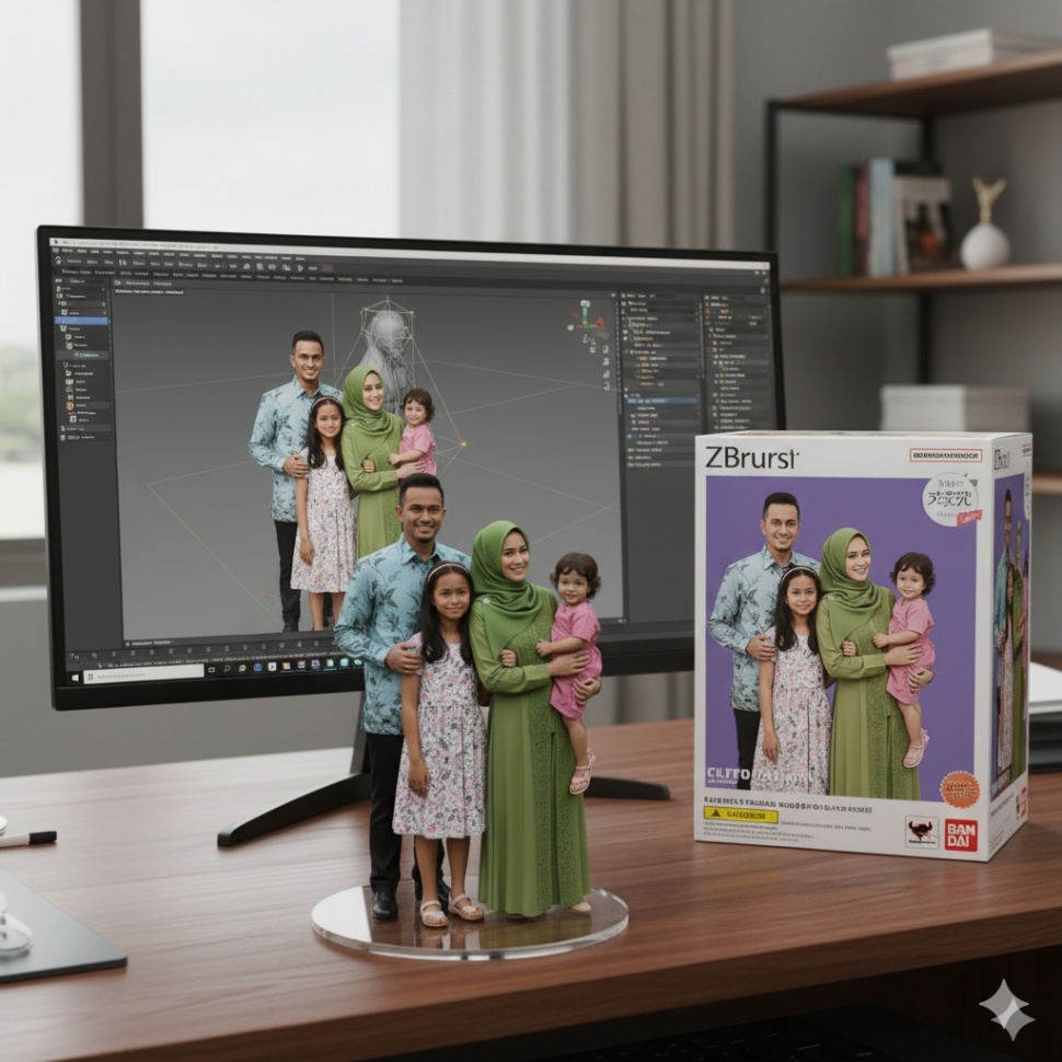 Miniatur foto keluarga ala Bandai. (Suara.com/ Rezza Rachmanta, Gemini)