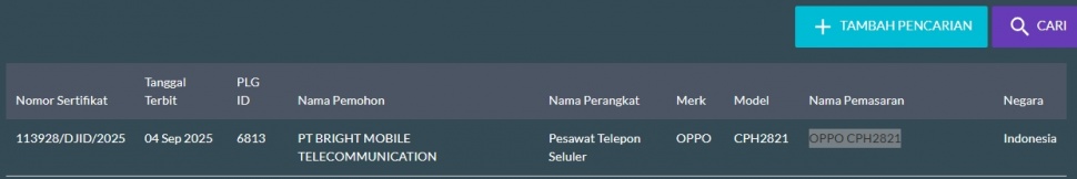 Oppo A5i Pro 5G lolos sertifikasi di Indonesia. (SDPPI)