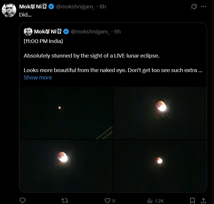 Detik-detik Gerhana Bulan Blood Moon di India. (X)
