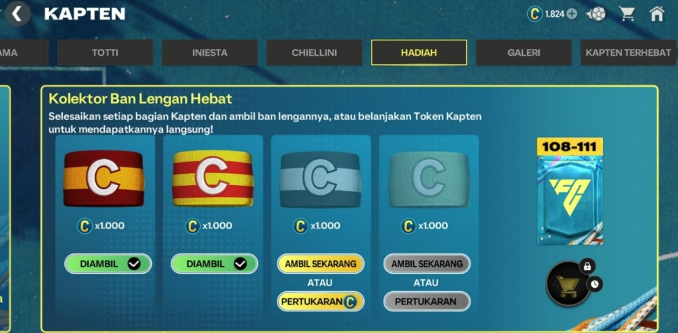 Cara mendapatkan pemain 108-111 di FC Mobile. (Suara.com Rezza Rachmanta)