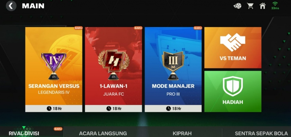 Menu Push Rank di FC Mobile. (Suara.com Rezza Rachmanta)