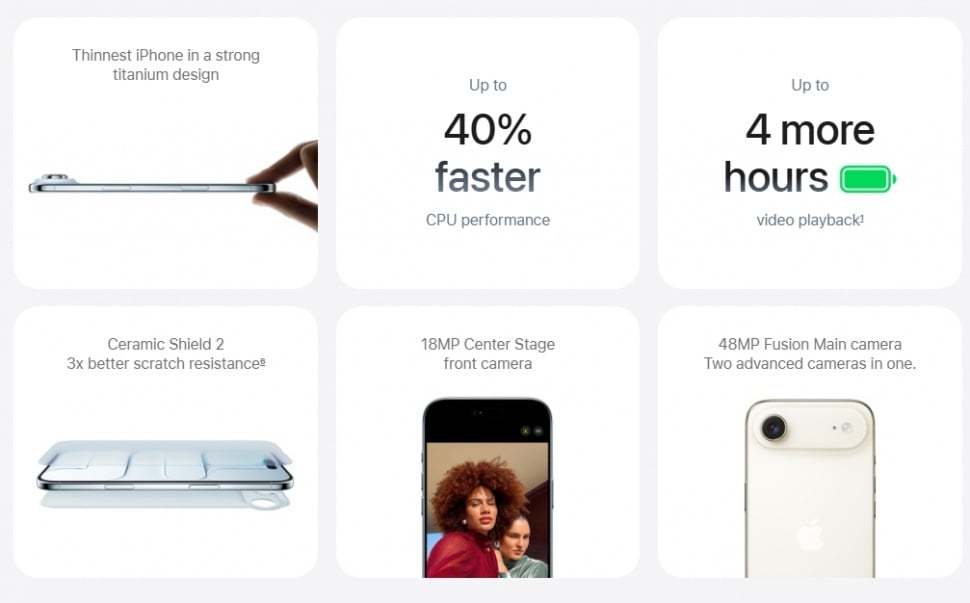 Spesifikasi iPhone Air. (Apple)