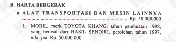 Kendaraan Lawas Sri Mulyani tahun 2004. (LHKPN KPK)