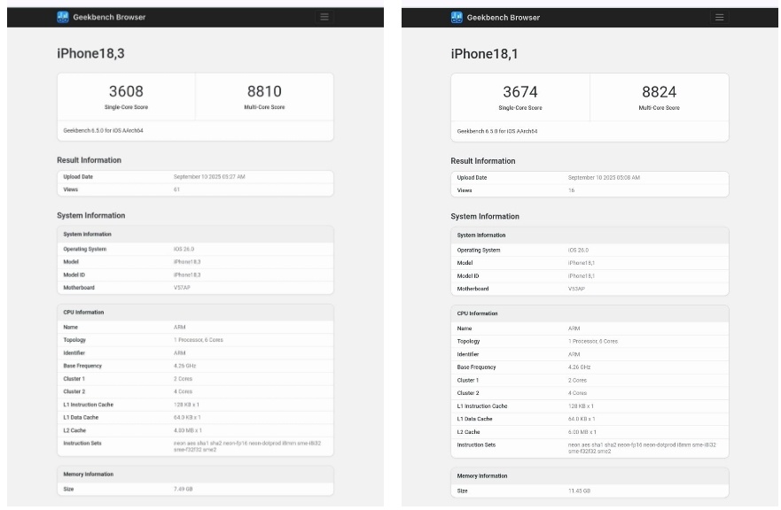 Chip A19 milik iPhone 17 series terlihat di platform benchmark. (Geekbench)