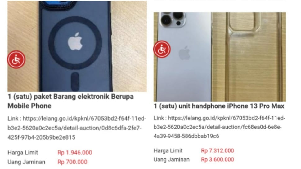 KPK lelang iPhone 13 Pro Max pada September 2025. (KPK)