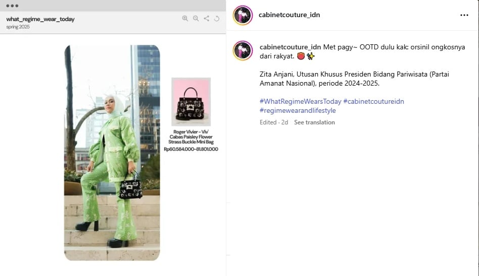Tas mewah Zita Anjani. (Instagram/@cabinetcouture_idn)