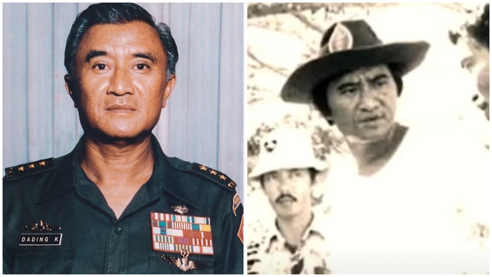 Kolase Foto Kolonel Inf Dading Kalbuadi saat tua (kiri) dan saat terlibat dalam operasi seroja di Timor Leste. [Suara.com]