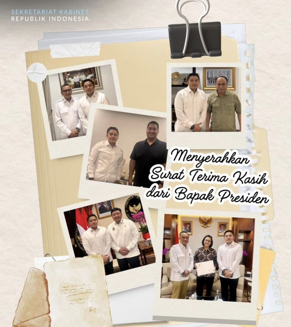 Presiden Prabowo Subianto menyampaikan rasa terima kasih terhadap para mantan pembantunya di Kabinet Merah Putih. (Foto dok, ist)
