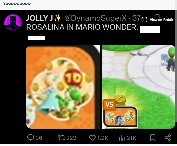 Rosalina diprediksi muncul di Super Mario Bros Wonder. (X dan Reddit)