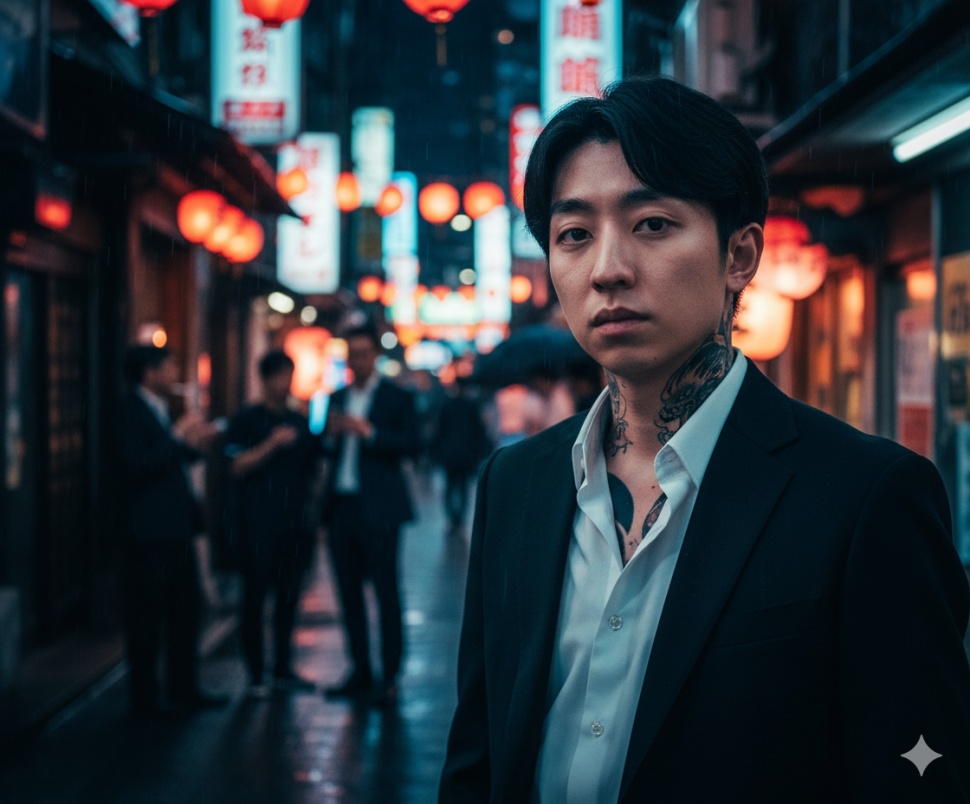Prompt edit foto Gemini AI ala bos Yakuza - close up. [Google Gemini]