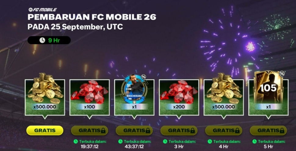 Daftar hadiah update FC Mobile. (Suara.com Rezza Rachmanta)