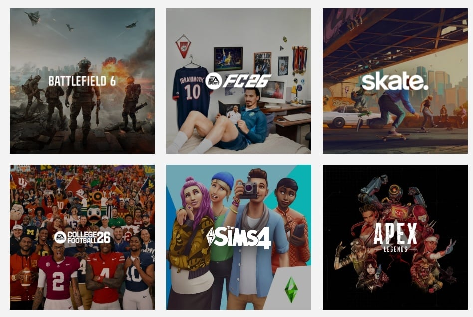 Daftar game Electronic Arts. (EA.com) 
