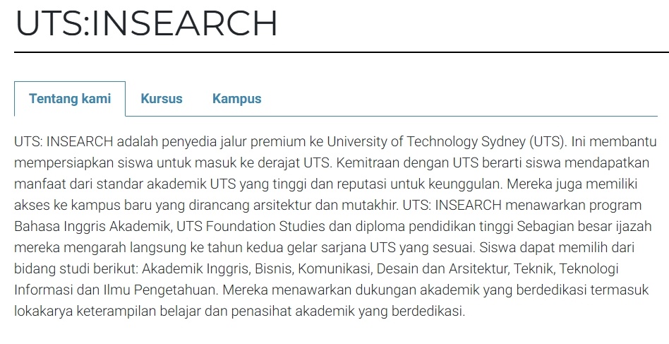 UTS Insearch. (www.universitasaustrali.com) 