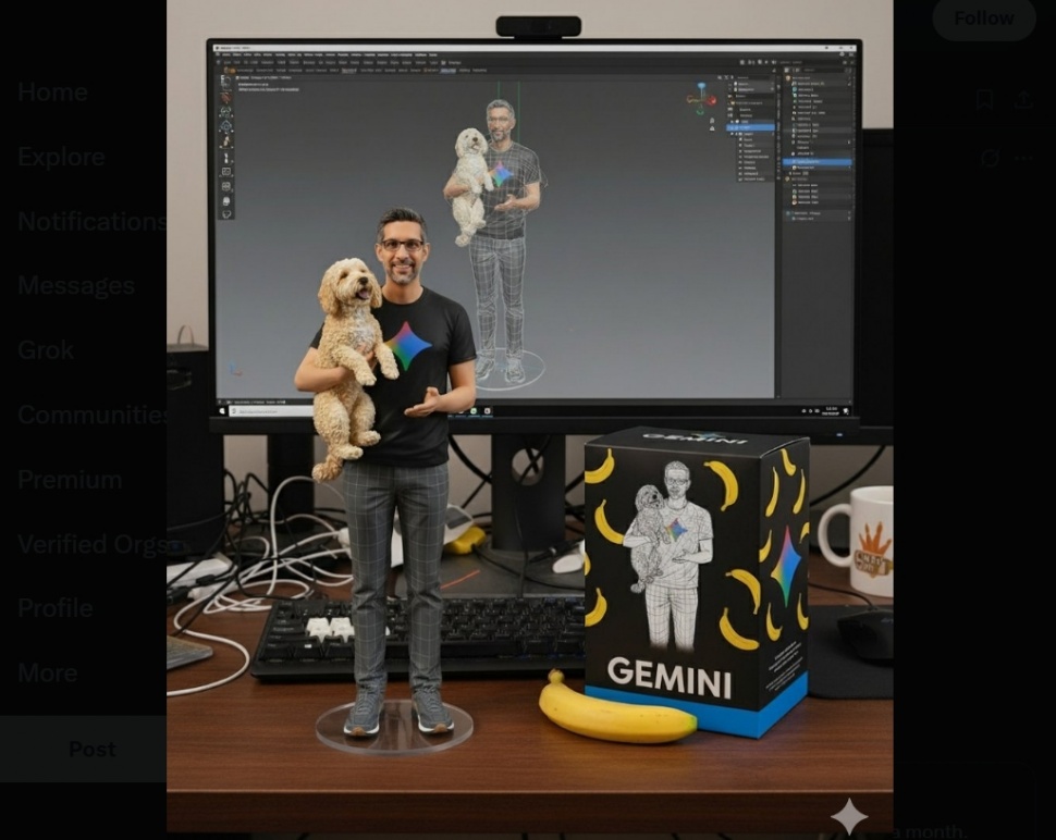 Petinggi Google ungkap gambar AI Nano Banana sudah tembus miliaran. (X @sundarpichai) 