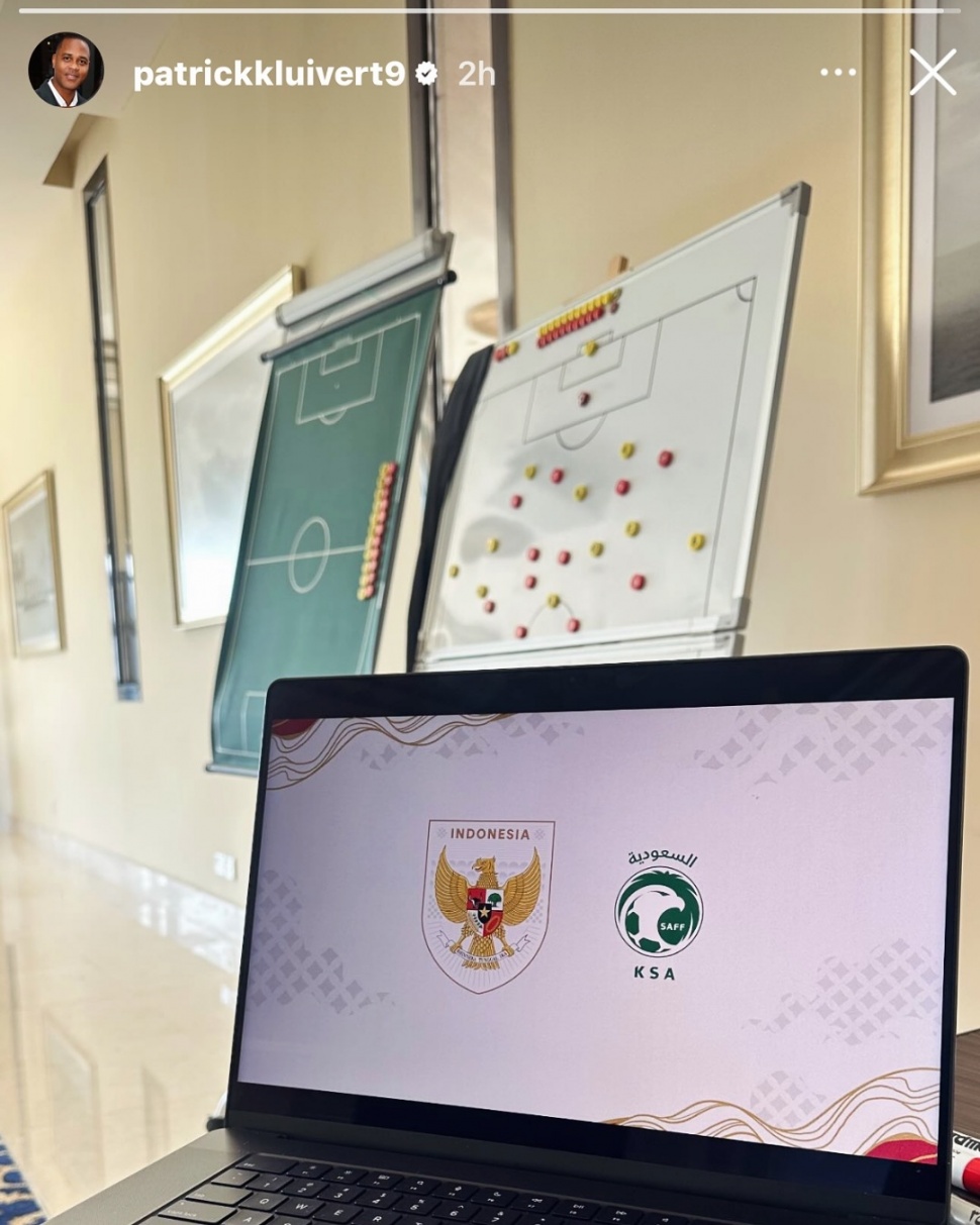Unggahan Instastory akun Instagram Patrick Kluivert jelang Timnas Indonesia vs Arab Saudi [Tangkap layar Instagram]