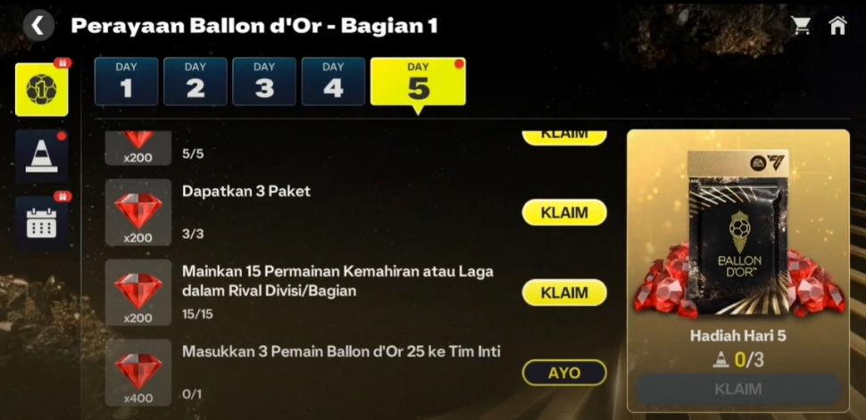 Hadiah gratis di FC Mobile. (Suara.com/ Rezza Rachmanta)
