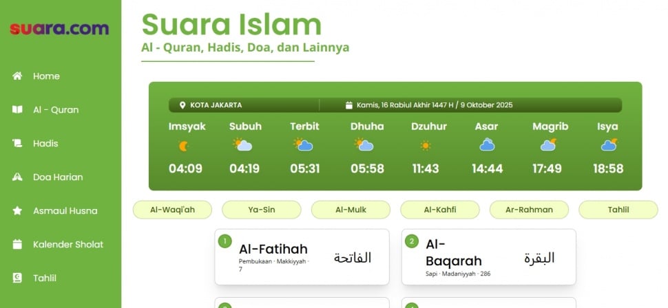 Suara Islam, Subdomain Suara.com (islam.suara.com/home)