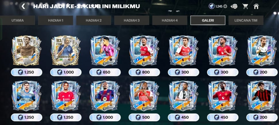 Banyak pemain Arsenal di Anniversary Week 4 FC Mobile. (Suara.com/ Rezza Rachmanta)