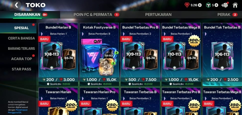 Paket gacha FC Mobile. (ist)