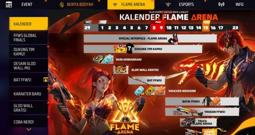 Kalender event Flame Arena. (ist)