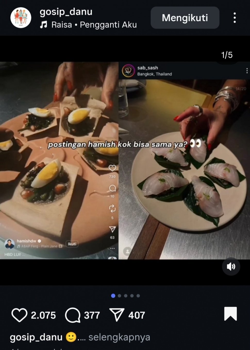 Hamish Daud diduga berselingkuh dengan Sabrina Alatas [Instagram]