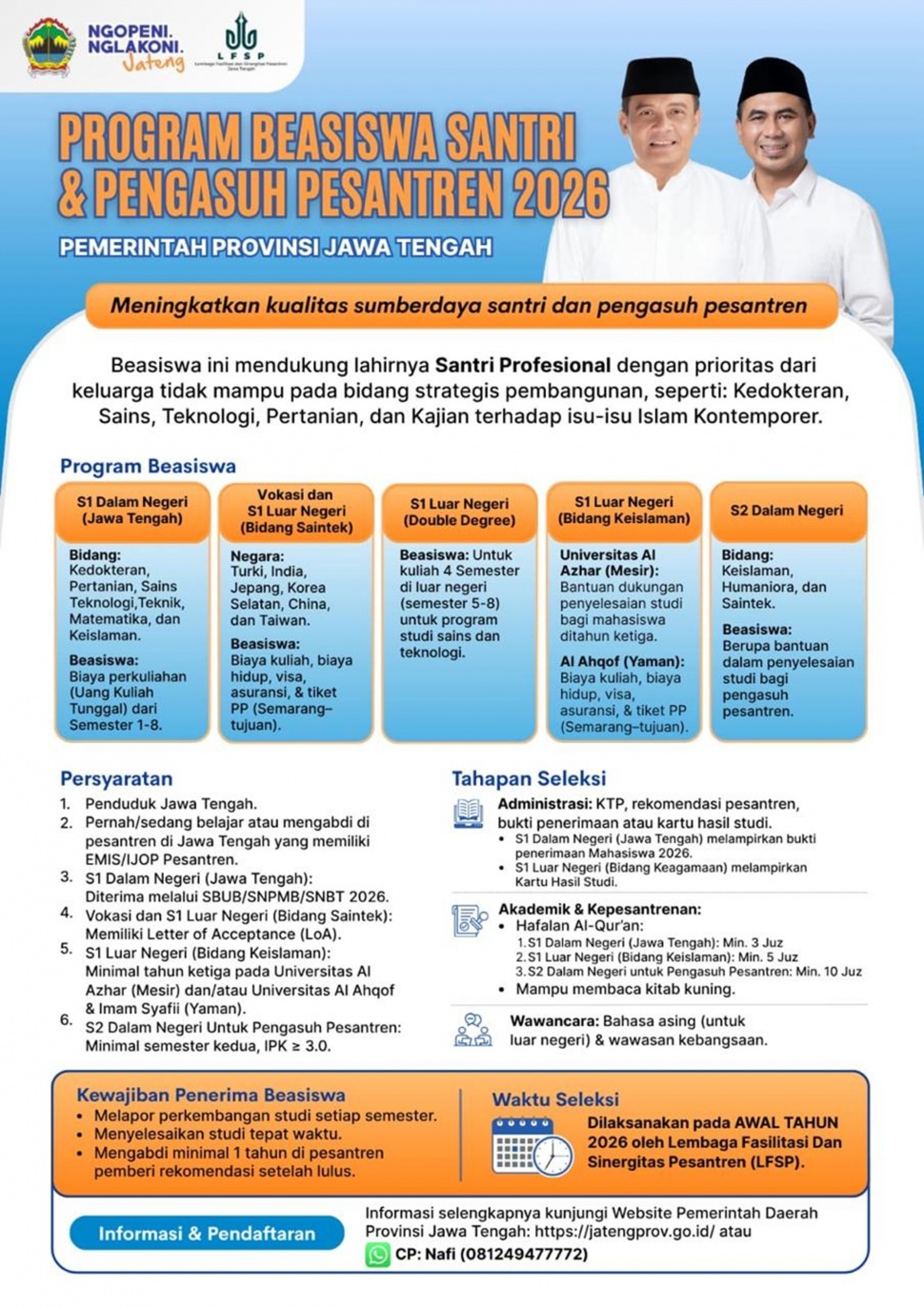 Informasi beasiswa santri. [Dok Pemprov Jateng]