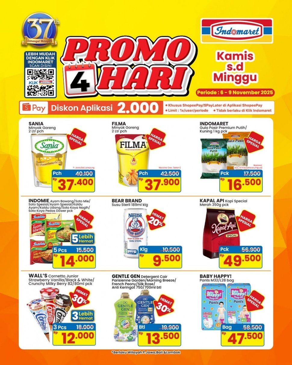 promo 4 hari indomaret periode 6-9 November 2025. [instagram indomaret]