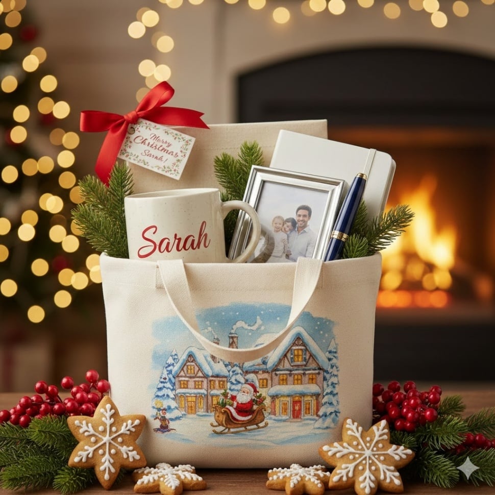 Ilustrasi hampers Natal personalized gift [Gemini AI]