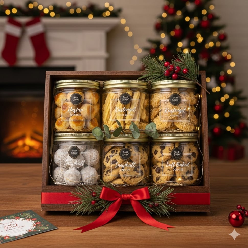 Ilustrasi hampers Natal kue kering [Gemini AI]