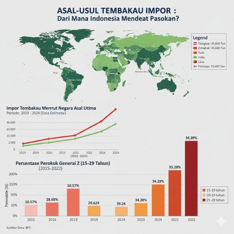 Infografis impor tembakau. [Gemini]