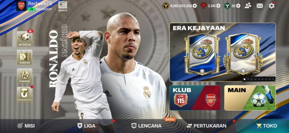 Menu Utama FC Mobile. (Suara.com/ Rezza Rachmanta)